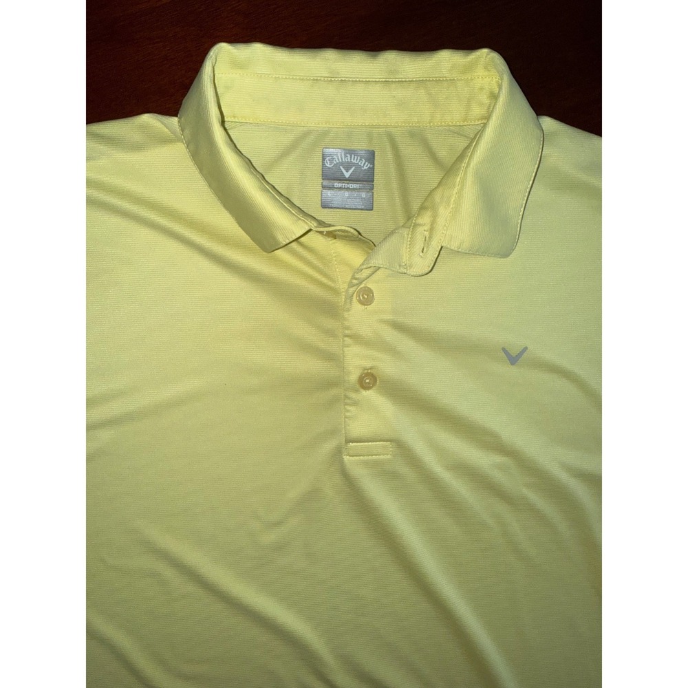 Callaway Opti-Dri Polo Shirt Mens Large Yellow Short Sleeve Golf Performance L